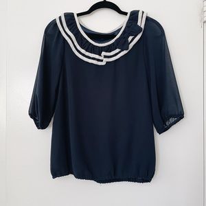 Blue chiffon with bow top